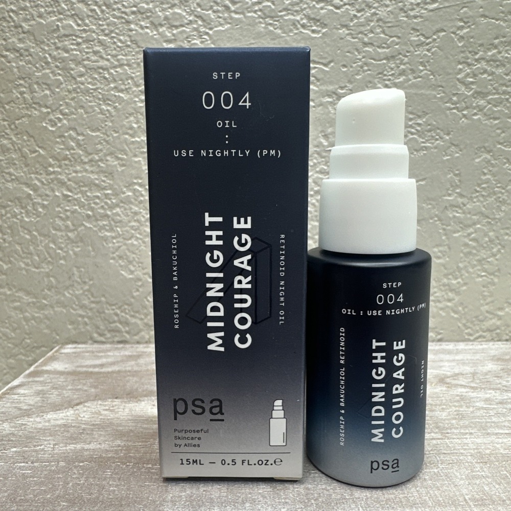 $38 🌙 PSA MIDNIGHT COURAGE Rosehip & Bakuchiol Retinol‎ Night Oil .5oz EXP 27